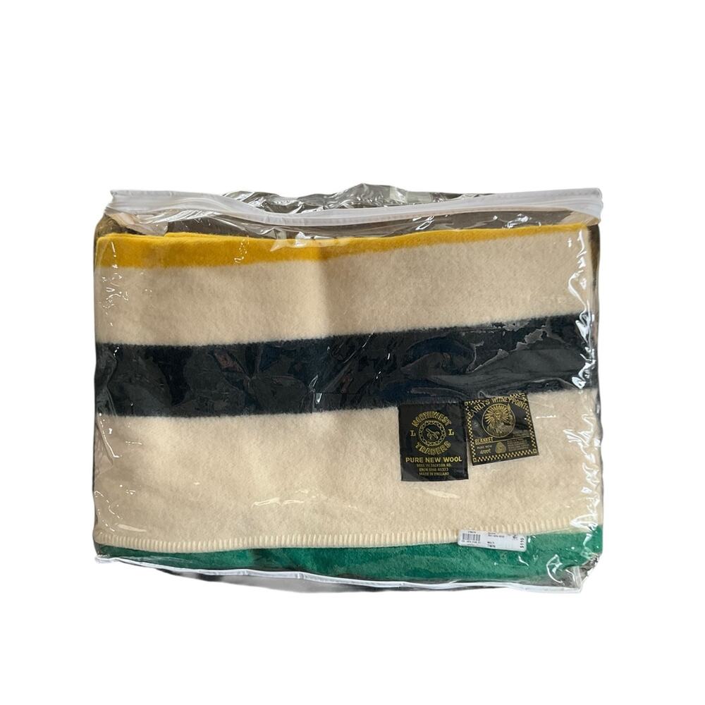 Vintage Northwest Traders 100% Wool Blanket in Cream Multi Stripe colors NEW - Picture 2 of 6